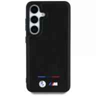   BMW Leather Tricolor Stripe Samsung Galaxy S25 MagSafe hátlap tok, fekete