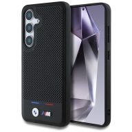  BMW Leather Tricolor Stripe Samsung Galaxy S25+ MagSafe hátlap tok, fekete