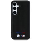 BMW Leather Tricolor Stripe Samsung Galaxy S25+ MagSafe hátlap tok, fekete