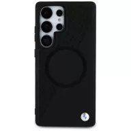   BMW Leather Half Textured Samsung Galaxy S25 Ultra MagSafe hátlap tok, fekete