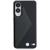   BMW Leather Oversized Stripes Samsung Galaxy S25 Edge bőr MagSafe hátlap tok, fekete