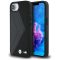 BMW Leather Oversized Stripes Apple iPhone 17e / iPhone 16e bőr MagSafe hátlap tok, fekete