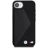   BMW Leather Oversized Stripes Apple iPhone 17e / iPhone 16e bőr MagSafe hátlap tok, fekete