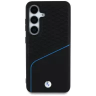   BMW Leather Textured and Smooth Samsung Galaxy S25 bőr MagSafe hátlap tok, fekete