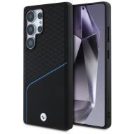   BMW Leather Textured and Smooth Samsung Galaxy S25 Ultra bőr MagSafe hátlap tok, fekete