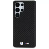   BMW Leather Carbon Samsung Galaxy S25 Ultra bőr MagSafe hátlap tok, fekete