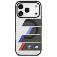   BMW M IML Metal Buttons Tricolor Lines Apple iPhone 17 Pro MagSafe hátlap tok, antracit szürke