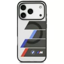 BMW M IML Metal Buttons Tricolor Lines Apple iPhone 17 Pro Max MagSafe hátlap tok, antracit szürke