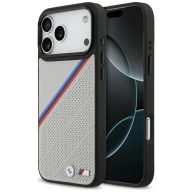   BMW M Tricolor Metal Logo Apple iPhone 17 Pro MagSafe hátlap tok, szürke