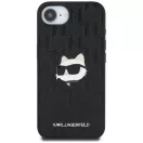 Karl Lagerfeld Monogram Choupette Head Pin iPhone 17e / iPhone 16e műbőr hátlap tok, fekete