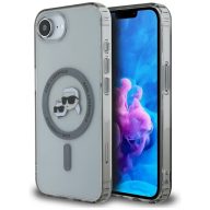   Karl Lagerfeld IML Metal Karl & Choupette Heads iPhone 17e / iPhone 16e hátlap tok, MagSafe, fekete