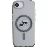   Karl Lagerfeld IML Metal Karl & Choupette Heads iPhone 17e / iPhone 16e hátlap tok, MagSafe, fekete