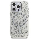 Karl Lagerfeld IML Karl Script Pattern iPhone 16 Pro Max hátlap tok kameravédelemmel, fehér