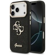   Guess Fixed Glitter Big 4G Metal Frame Apple iPhone 17 Pro Max csillámos hátlap tok, fekete