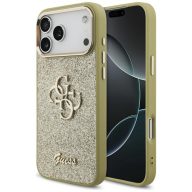   Guess Fixed Glitter Big 4G Metal Frame Apple iPhone 17 Pro Max csillámos hátlap tok, arany