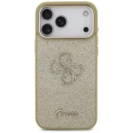   Guess Fixed Glitter Big 4G Metal Frame Apple iPhone 17 Pro csillámos hátlap tok, arany