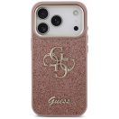 Guess Fixed Glitter Big 4G Metal Frame Apple iPhone 17 Pro csillámos hátlap tok, rózsaszín