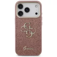   Guess Fixed Glitter Big 4G Metal Frame Apple iPhone 17 Pro csillámos hátlap tok, rózsaszín