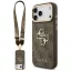 Guess 4G Big 4G Classic Logo Big Strap Metal Buttons Apple iPhone 17 Pro Max hátlap tok univerzális pánttal, barna-arany