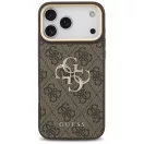 Guess 4G Big 4G Classic Logo Big Strap Metal Buttons Apple iPhone 17 Pro Max hátlap tok univerzális pánttal, barna-arany