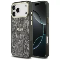   Guess Python Pattern Apple iPhone 17 Pro Max hátlap tok kameravédő peremmel, MagSafe, kígyó minta, fekete-arany