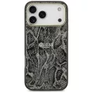 Guess Python Pattern Apple iPhone 17 Pro Max hátlap tok kameravédő peremmel, MagSafe, kígyó minta, fekete-arany