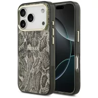   Guess Python Pattern Apple iPhone 17 Pro hátlap tok kameravédő peremmel, MagSafe, kígyó minta, barna-arany