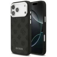   Guess Peony Hot Stamp Script Apple iPhone 17 Pro hátlap tok kameravédő peremmel, MagSafe, fekete-ezüst