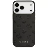   Guess Peony Hot Stamp Script Apple iPhone 17 Pro hátlap tok kameravédő peremmel, MagSafe, fekete-ezüst