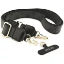 Guess 4G Strass Logo & Big Strap Metal Buttons Apple iPhone 17 Pro hátlap tok univerzális pánttal, MagSafe, fekete-arany