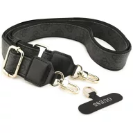   Guess 4G Strass Logo & Big Strap Metal Buttons Apple iPhone 17 Pro hátlap tok univerzális pánttal, MagSafe, fekete-arany