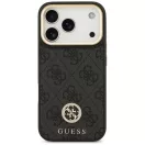 Guess 4G Strass Logo & Big Strap Metal Buttons Apple iPhone 17 Pro hátlap tok univerzális pánttal, MagSafe, fekete-arany