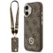 Guess 4G Strass Logo & Big Strap Metal Buttons Apple iPhone 17 hátlap tok univerzális pánttal, MagSafe, barna-arany