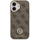 Guess 4G Strass Logo & Big Strap Metal Buttons Apple iPhone 17 hátlap tok univerzális pánttal, MagSafe, barna-arany