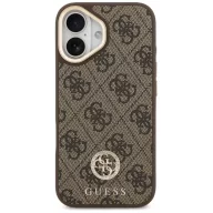  Guess 4G Strass Logo & Big Strap Metal Buttons Apple iPhone 17 hátlap tok univerzális pánttal, MagSafe, barna-arany