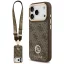 Guess 4G Strass Logo & Big Strap Metal Buttons Apple iPhone 17 Pro hátlap tok univerzális pánttal, MagSafe, barna-arany