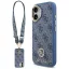 Guess 4G Strass Logo & Big Strap Metal Buttons Apple iPhone 17 hátlap tok univerzális pánttal, MagSafe, kék-arany