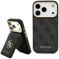   Guess 4G Apple iPhone 17 Pro hátlap tok kameravédő kerettel, kártyatartóval, MagSafe, fekete-arany