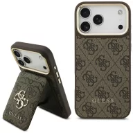   Guess 4G Apple iPhone 17 Pro hátlap tok kameravédő kerettel, kártyatartóval, MagSafe, barna-arany