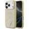 Guess Glitter Triangle Logo Apple iPhone 17 Pro csillámos hátlap tok kameravédő peremmel, MagSafe, arany