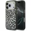 Guess Leopard Glitter Apple iPhone 17 Pro Max csillámos hátlap tok kameravédő peremmel, MagSafe, fekete