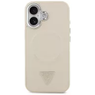   Guess Triangle Logo Apple iPhone 17 hátlap tok kameravédő peremmel, MagSafe, bézs-ezüst