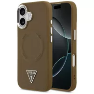   Guess Triangle Logo Apple iPhone 17 hátlap tok kameravédő peremmel, MagSafe, barna-ezüst