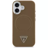   Guess Triangle Logo Apple iPhone 17 hátlap tok kameravédő peremmel, MagSafe, barna-ezüst