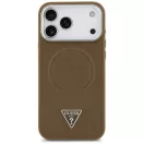 Guess Triangle Logo Apple iPhone 17 Pro hátlap tok kameravédő peremmel, MagSafe, barna-ezüst
