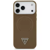   Guess Triangle Logo Apple iPhone 17 Pro Max hátlap tok kameravédő peremmel, MagSafe, barna-ezüst