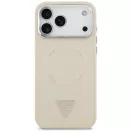 Guess Triangle Logo Apple iPhone 17 Pro Max hátlap tok kameravédő peremmel, MagSafe, bézs-ezüst