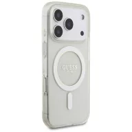   Guess IML Glitter Pearl Strap Apple iPhone 17 Pro csillámos hátlap tok karpánttal, MagSafe, átlátszó-arany