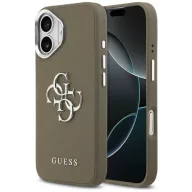   Guess Grained Big 4G Classic Logo Apple iPhone 17 hátlap tok kameravédő peremmel, barna-ezüst