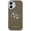 Guess Grained Big 4G Classic Logo Apple iPhone 17 hátlap tok kameravédő peremmel, barna-ezüst